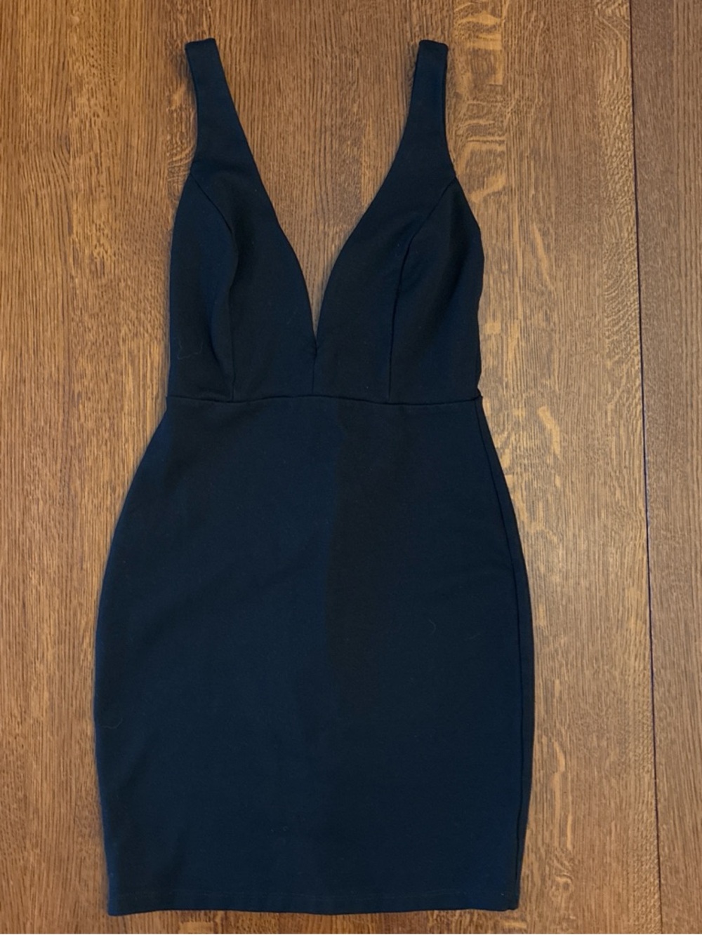 Lulus Black Plunge V-Neck Mini Dress Feminine Minimalist Classic